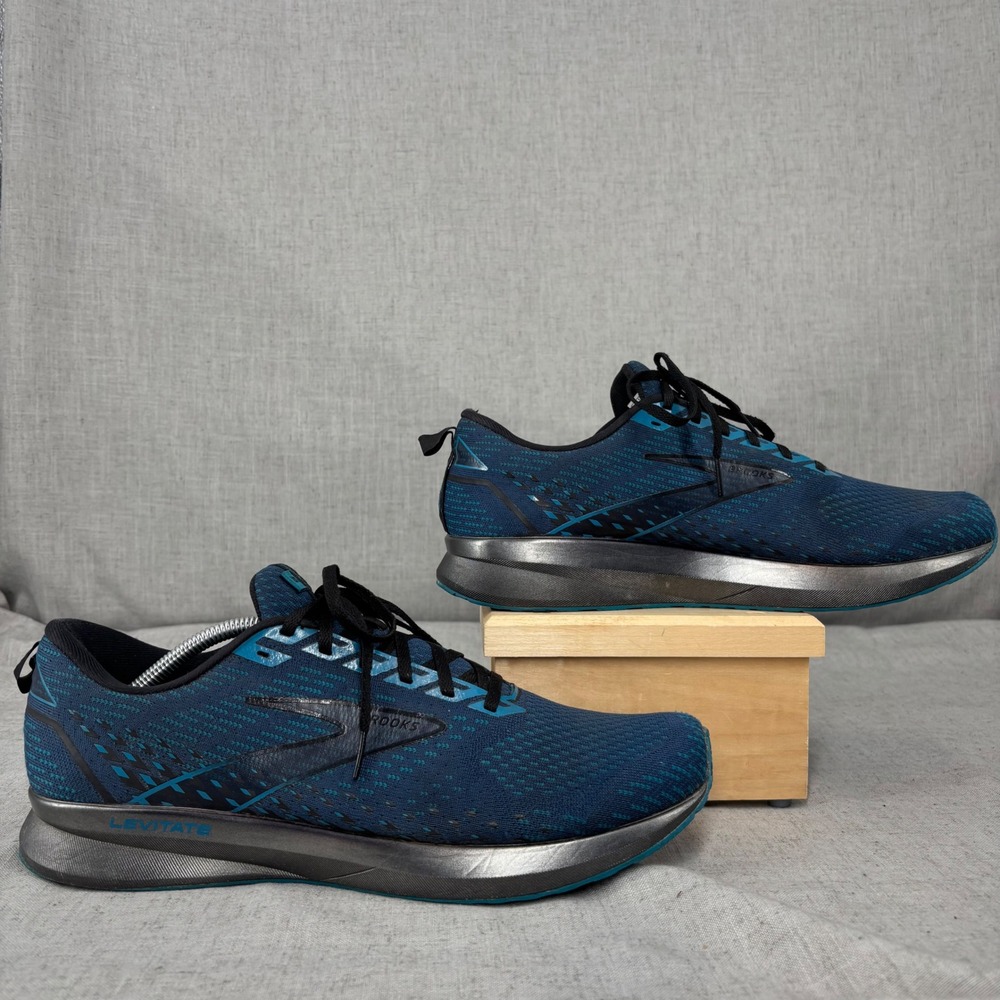 Brooks Levitate 5 Running Shoes Blue Black Silver Mesh Sneaker Men's Size 12.5 - Picture 3 of 12